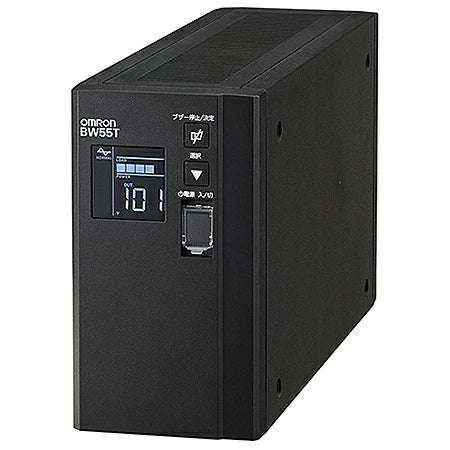 マイストアのオムロン製無停電電源装置BW55T。LCDディスプレイ付きのコンパクトなブラックのUPS。