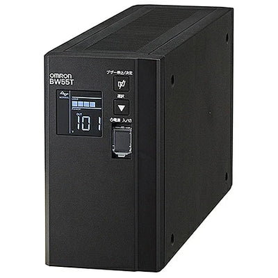 マイストアのオムロン製無停電電源装置BW55T。LCDディスプレイ付きのコンパクトなブラックのUPS。
